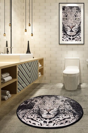 Covoras baie TIGER DJT, 100x100 cm, forma rotunda, poliester, multicolor