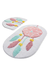 Set 2 covorase baie Ruya, forma ovala, acril, multicolor
