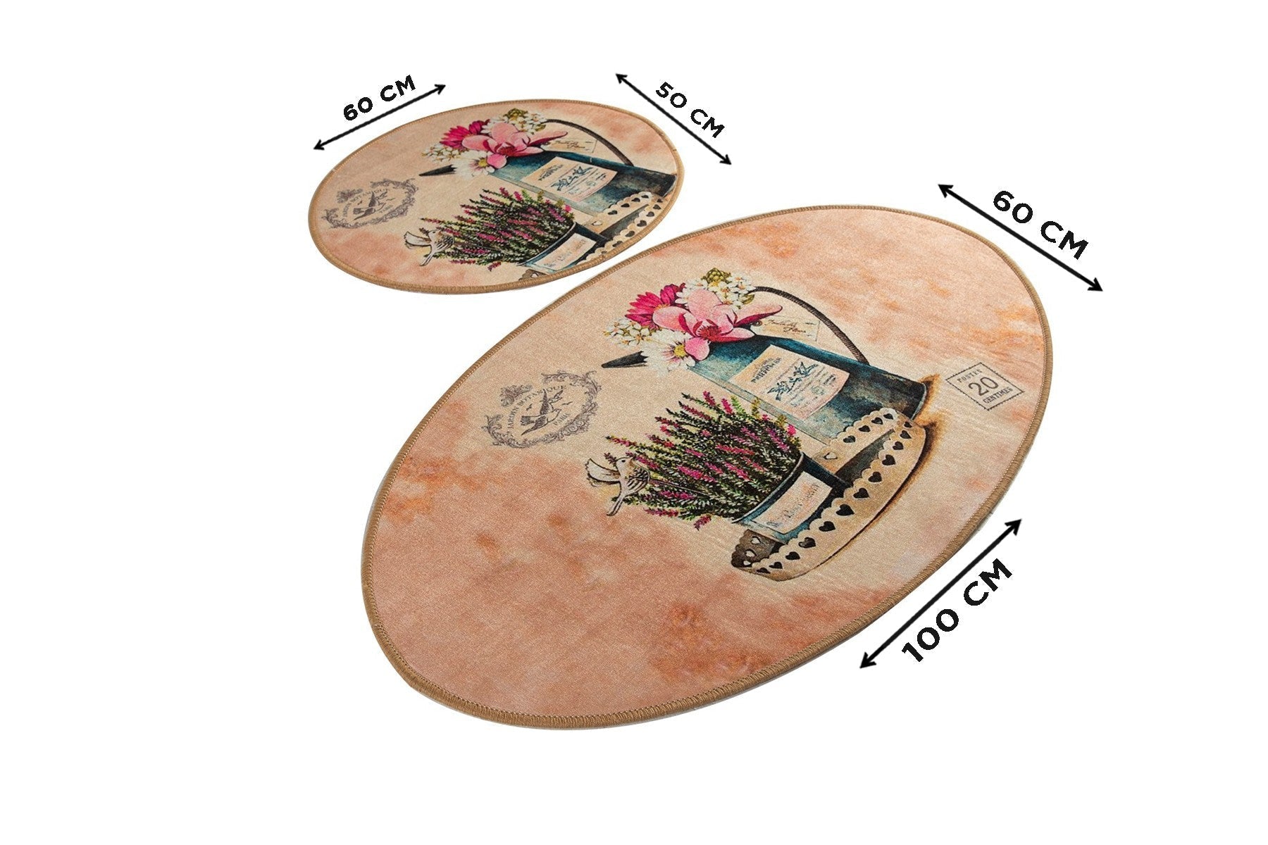 Set 2 covorase baie MONDER DJT, forma ovala, poliester, multicolor