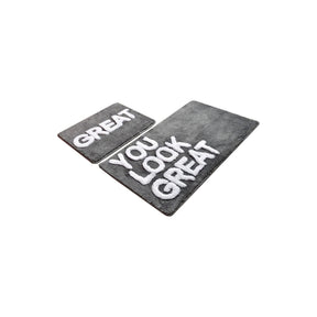 Set 2 covorase GREAT, forma dreptunghiulara, gri, acril