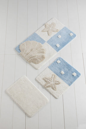 Set 3 covorase baie DENIZ YILDIZI V2, forma dreptunghiulara, acril, multicolor