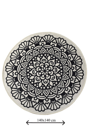 Covoras baie KOZZY, 140x140 cm, forma rotunda, poliester, negru