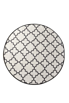 Covoras baie KUPA, 140x140 cm, forma rotunda, poliester, crem/negru