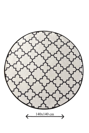 Covoras baie KUPA, 140x140 cm, forma rotunda, poliester, crem/negru