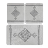 Set 3 covorase baie TATIANA, forma dreptunghiulara,poliester, crem/gri