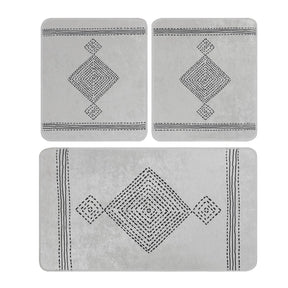 Set 3 covorase baie TATIANA, forma dreptunghiulara,poliester, crem/gri