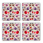 Set 4 suporturi pahare TAB11183954, multicolor, piatra naturala, 10x1 cm