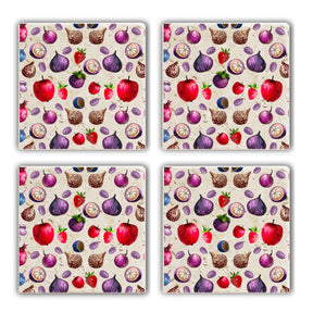 Set 4 suporturi pahare TAB11183954, multicolor, piatra naturala, 10x1 cm