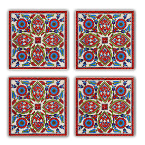 Set 4 suporturi pahare TAB218511654, multicolor, piatra naturala, 10x1 cm
