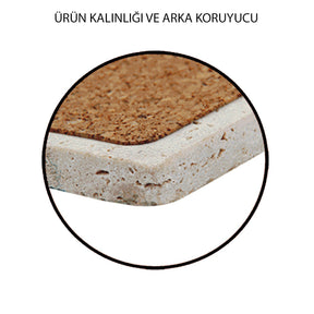 Set 4 suporturi pahare TAB218511654, multicolor, piatra naturala, 10x1 cm