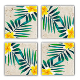 Set 4 suporturi pahare TBA5718824, multicolor, piatra naturala, 10x1 cm