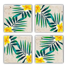 Set 4 suporturi pahare TBA5718824, multicolor, piatra naturala, 10x1 cm