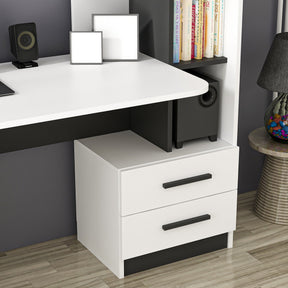Set birou si polita ALASKA, alb/negru, PAL, 146x60x142 cm