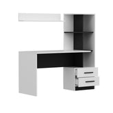 Set birou si polita ALASKA, alb/negru, PAL, 146x60x142 cm