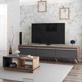 Set comoda si masuta AMSTERDAM, nuc/gri antracit, PAL melaminat
