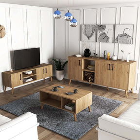 Set mobila living 389MZA2122, 3 piese, stejar, PAL melaminat