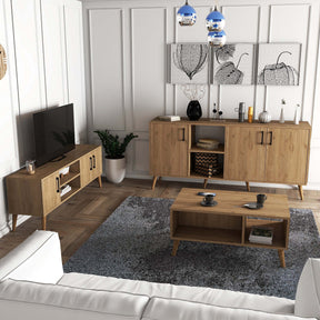 Set mobila living 389MZA2122, 3 piese, stejar, PAL melaminat