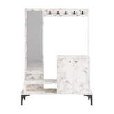 Mobilier hol ANDY, alb cu efect de marmura/negru, PAL melaminat, 114x35x170 cm