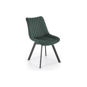 Scaun tapitat K520, verde/negru, stofa catifelata, rotativ, 45x63x80 cm