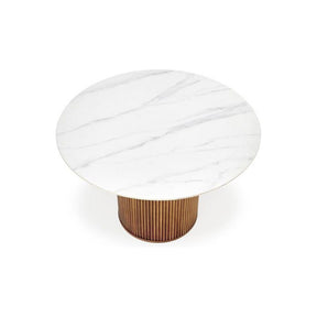 Masa rotunda BRUNO, marmura alba/nuc, 120x76 cm