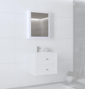 Dulap baie TORETO, alb mat, PAL laminat, cu oglinda, 60x15x70 cm