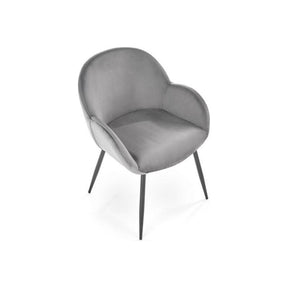 Scaun K480, stofa catifelata gri, 59x59x79 cm