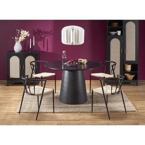 Masa rotunda GINTER, negru furniruit, 120x77 cm