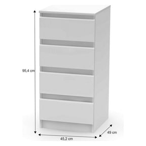 Comoda cu sertare HANY NEW 009, PAL laminat, alba, 45,2x49x95,4 cm