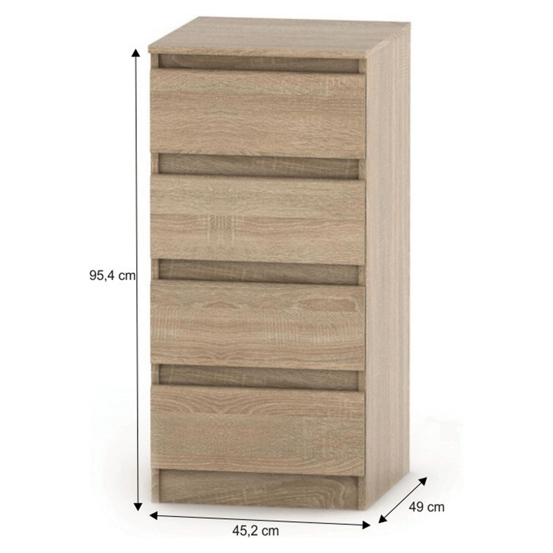 Comoda cu sertare HANY NEW 009, PAL laminat, stejar sonoma, 45,2x49x95,4 cm