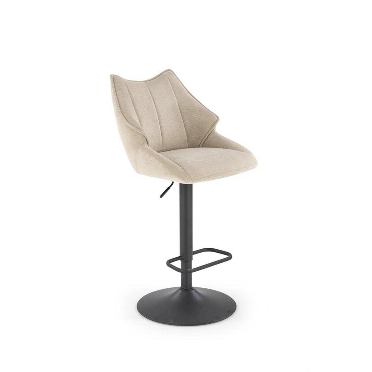 Scaun bar H122, bej/negru, stofa clasica/metal, 50x54x96/118 cm