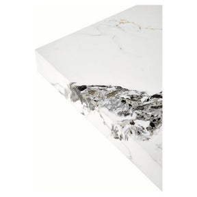 Masuta de cafea MONOLIT, marmura alba furniruit, 80x41 cm
