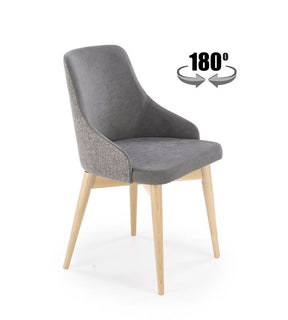 Scaun rotativ MALAGA, gri/stejar, stofa clasica/lemn, 50x53x79 cm