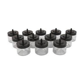 Set 12 recipiente pentru condimente 430KSV1431, negru, sticla, 300 ml