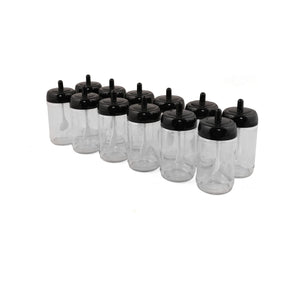 Set 12 recipiente pentru condimente 430KSV1468, negru, sticla 100%, 300 ml