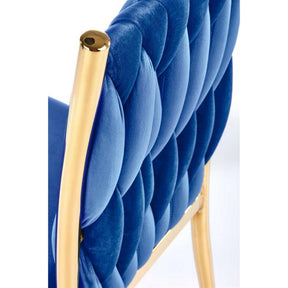 Scaun K436, albastru/auriu, stofa catifelata, 48x55x94 cm