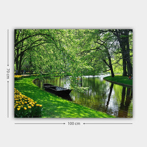 Tablou 441HPE1638, verde, panza/lemn, 100x70 cm