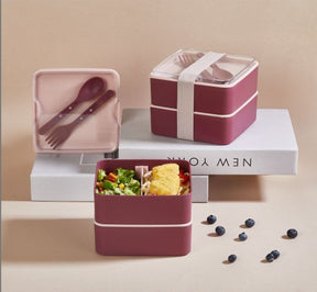 Set 2 cutii pranz EM-1013, roz, plastic, 14x14x5 cm