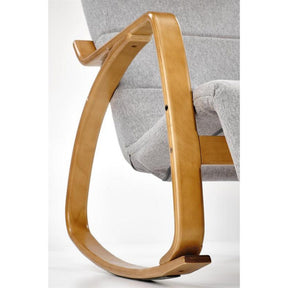 Fotoliu relaxare PRIME, gri, stofa/lemn masiv, 58x93x100 cm