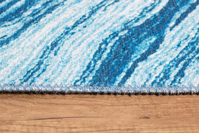 Covor FUSION CHENILLE, 75x150 cm, forma dreptunghiulara, poliester, albastru/alb, AL 268
