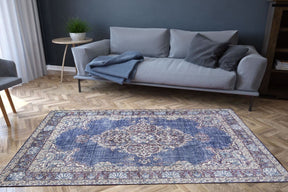 Covor BLUES CHENILLE, 75x150 cm, forma dreptunghiulara, poliester, albastru inchis/alb, AL 249