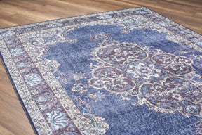 Covor BLUES CHENILLE, 75x150 cm, forma dreptunghiulara, poliester, albastru inchis/alb, AL 249