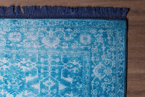Covor FUSION CHENILLE, 75x150 cm, forma dreptunghiulara, poliester, albastru/alb, AL 135