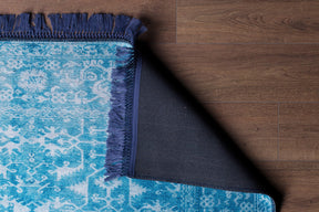 Covor FUSION CHENILLE, 75x150 cm, forma dreptunghiulara, poliester, albastru/alb, AL 135