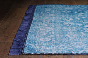 Covor FUSION CHENILLE, 75x150 cm, forma dreptunghiulara, poliester, albastru/alb, AL 135