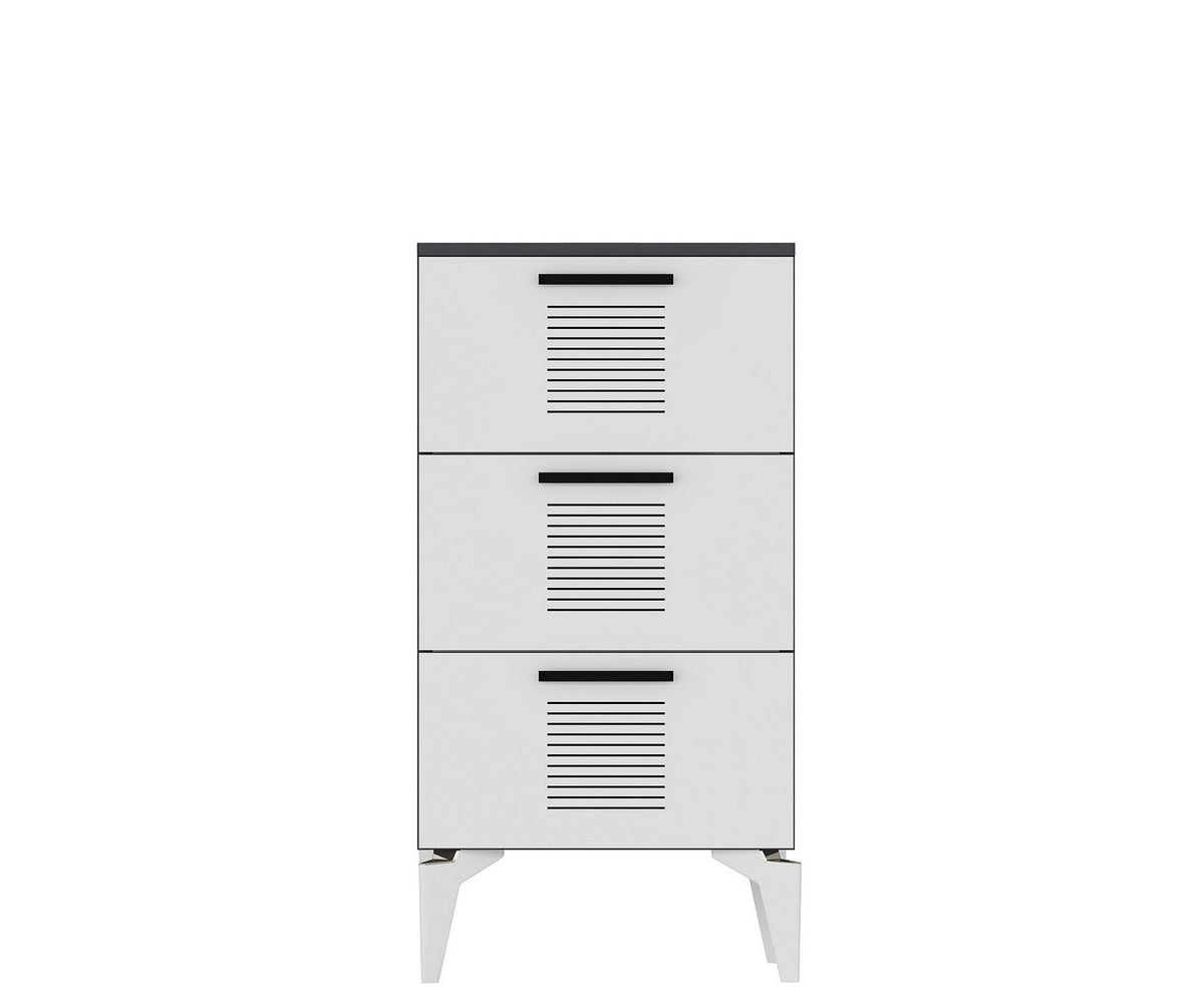 Pantofar ASIMO H, alb/gri antracit, PAL melaminat, 45x31x104 cm