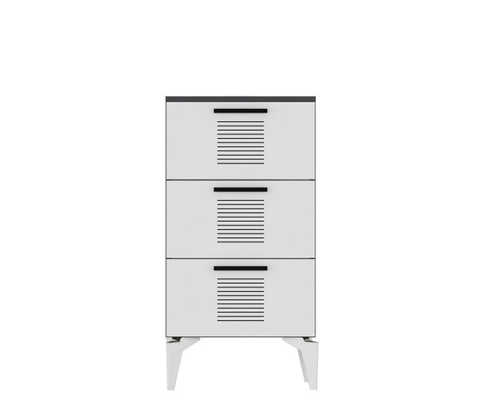 Pantofar ASIMO H, alb/gri antracit, PAL melaminat, 45x31x104 cm