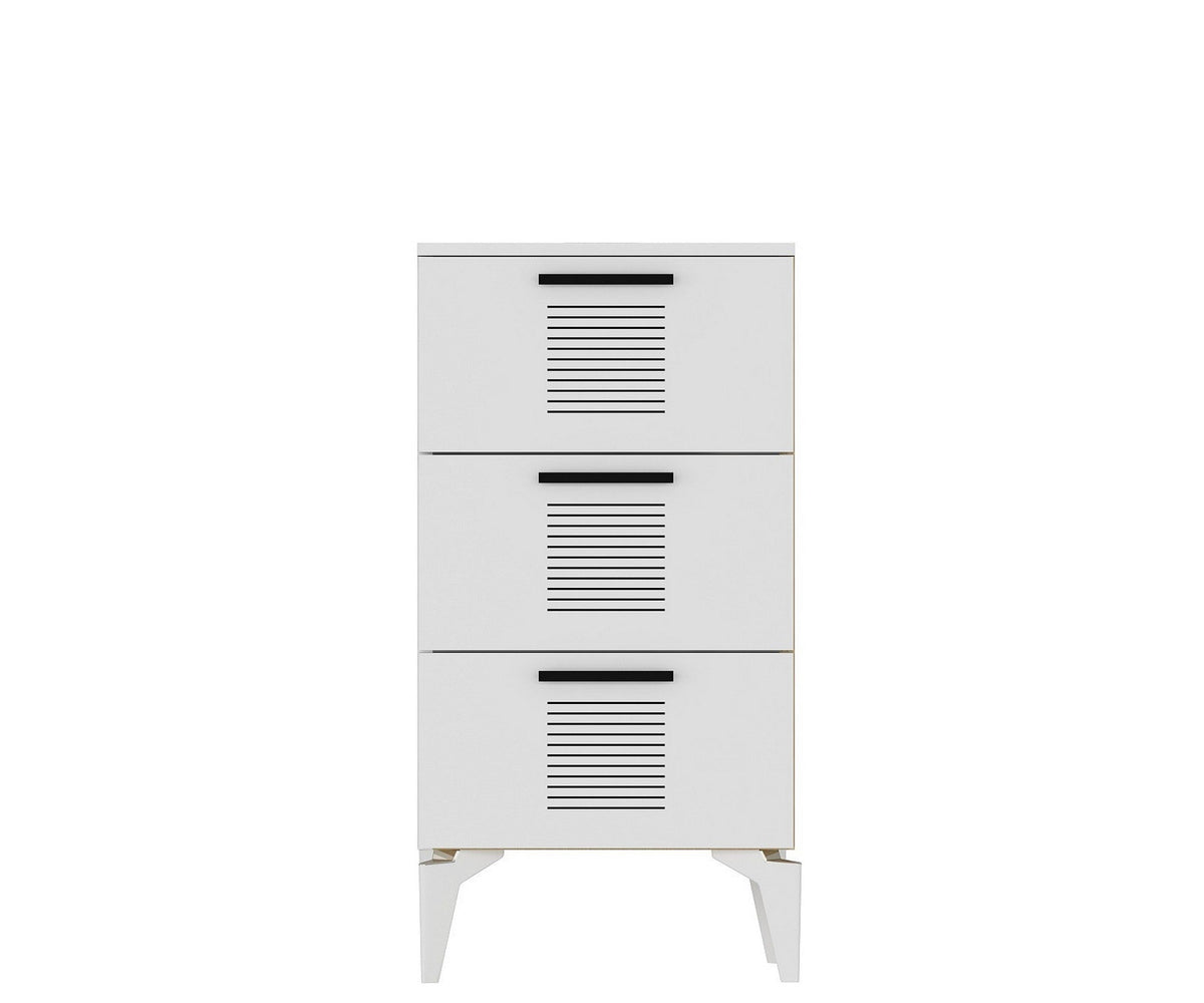 Pantofar ASIMO H, alb, PAL melaminat, cu 3 usi, 45x31x104 cm