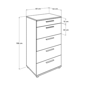 Comoda inalta SFN-550-BB-1, alb, PAL melaminat, 60x108x44 cm