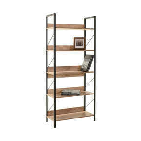 Biblioteca 479ADR1304, stejar/negru, PAL melaminat/metal, 73x35x172 cm
