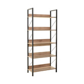 Biblioteca 479ADR1304, stejar/negru, PAL melaminat/metal, 73x35x172 cm